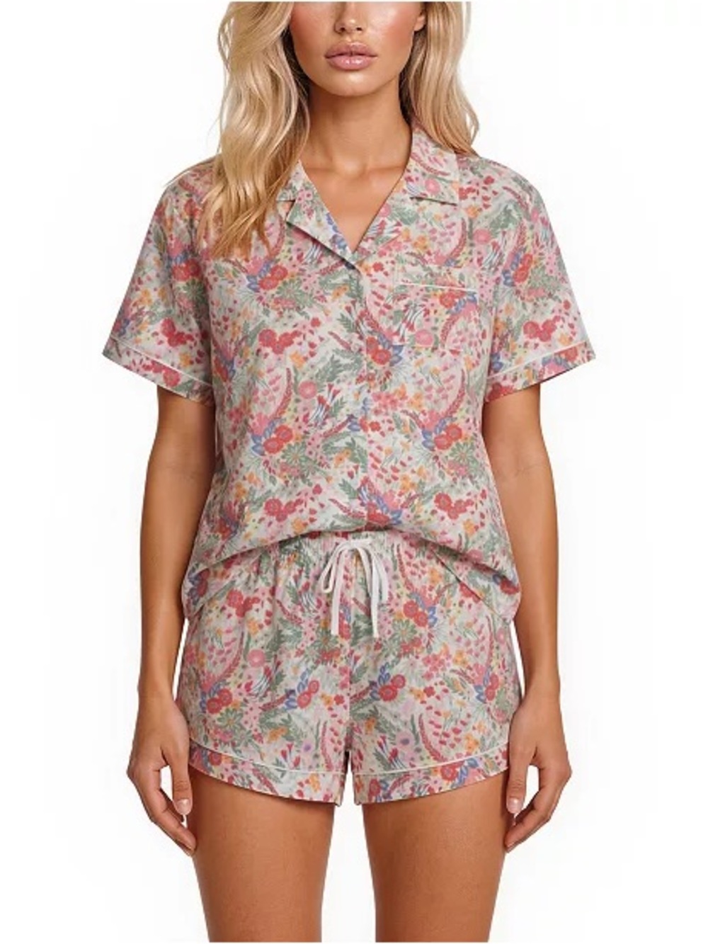 Vera Bradley Print Notch Collar Shirt and Pajama Shorts, 2-Piece Set XL